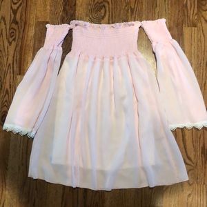 Pink off the shoulder mini-dress.  NWOT